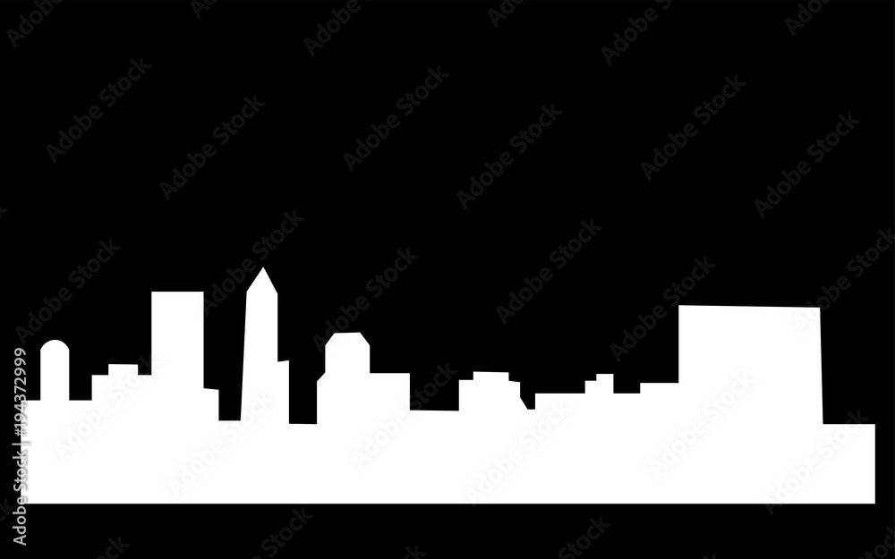 white indianapolis skyline silhouette on black background