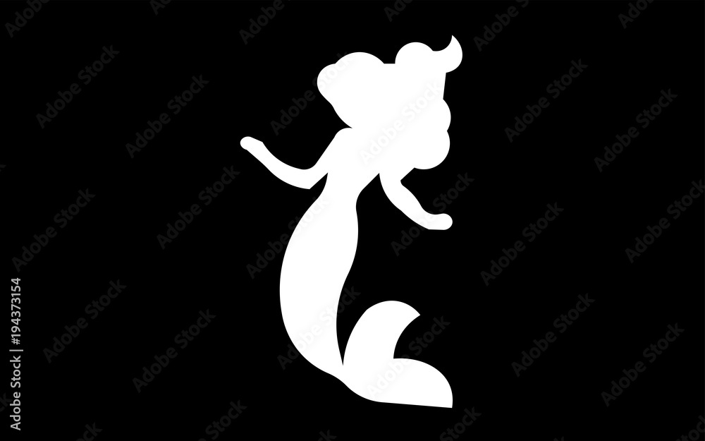 white little mermaid on black background white little mermaid on black background