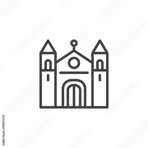 Cathedral building outline icon. linear style sign for mobile concept and web design. Christian church simple line vector icon. Symbol, logo illustration. Pixel perfect vector graphics