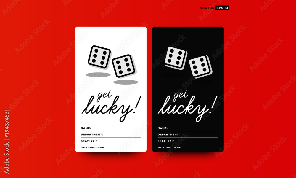 Get Lucky ID Tag Cards with Two Dice Rolling Sixes