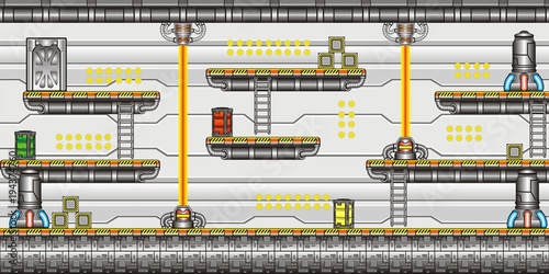Tile set Platform for Game - A set of layered vector game asset,  contains background, ground tiles and several items, objects, decorations, used for creating mobile games