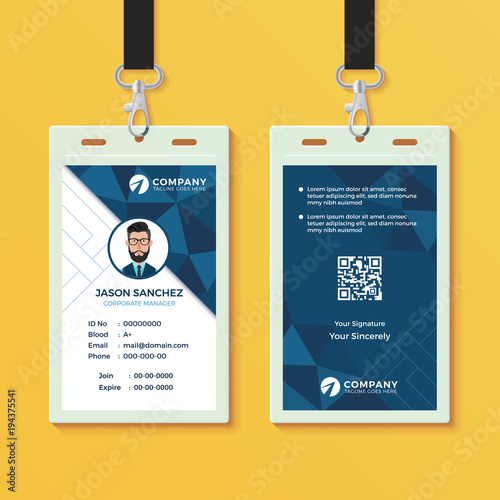 Blue Geometric ID Card Design Template