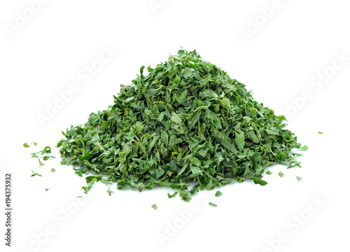 dried parsley isolated on white background.