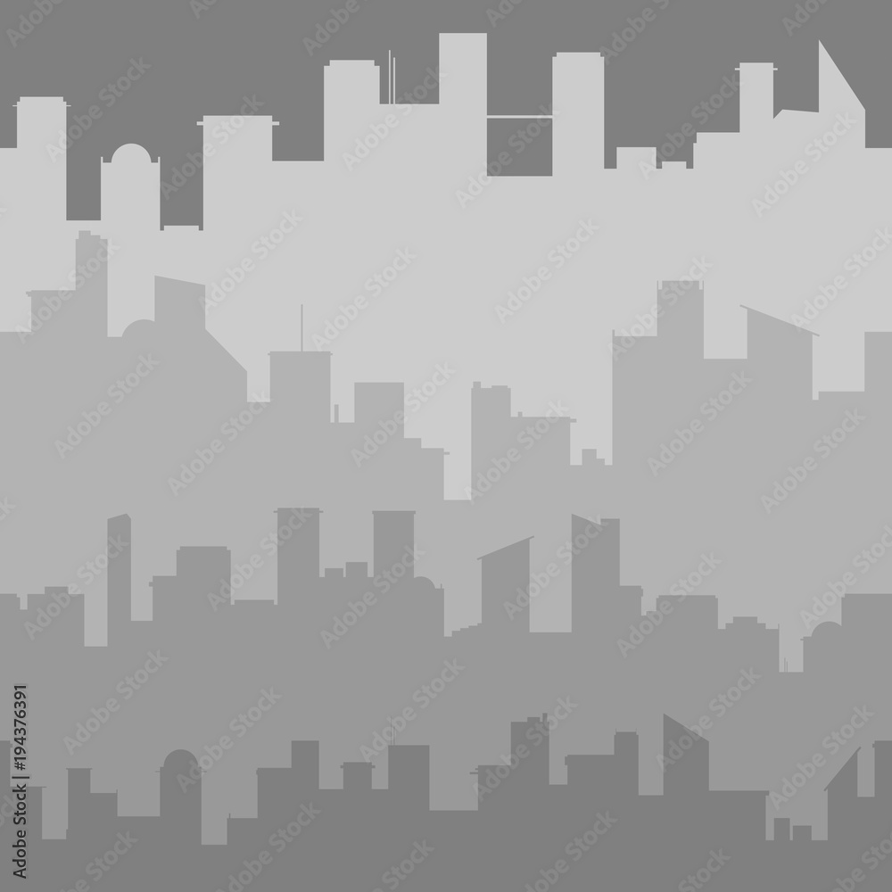 Grey city skyline. Seamless vector