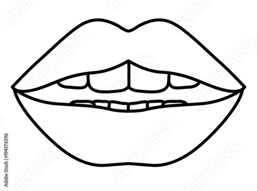 sensuality lips with teeth vector illustration design