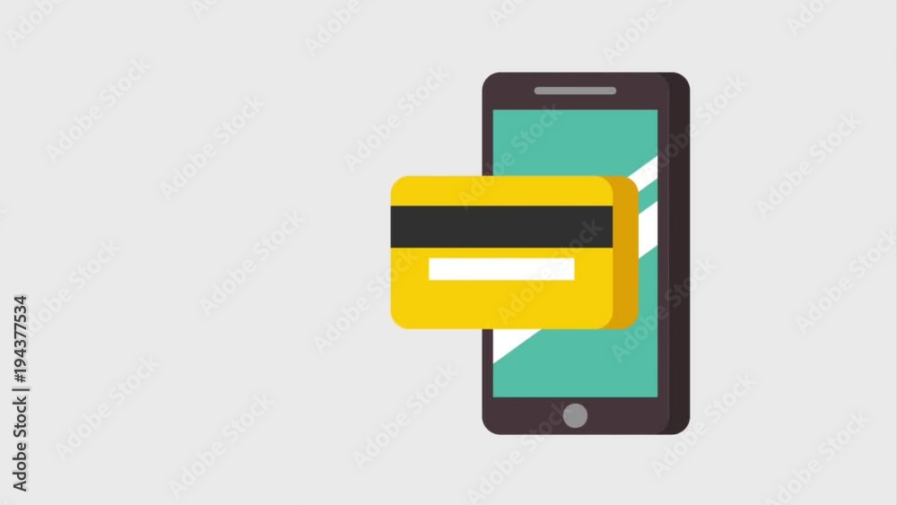 hand with smartphone bankcard commerce technology animation hand with smartphone bankcard commerce technology animation