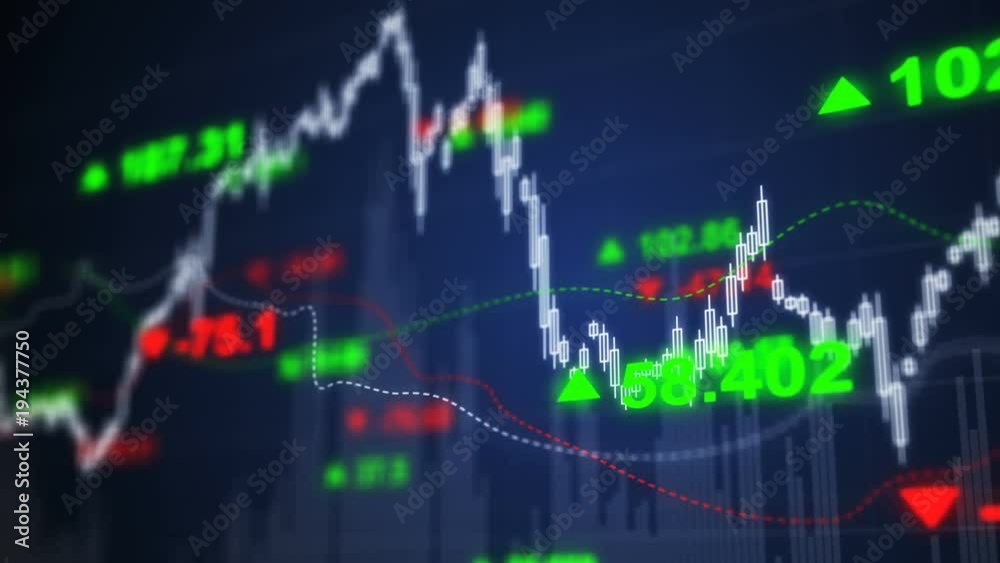 Seamless looping animation of stock market trend.