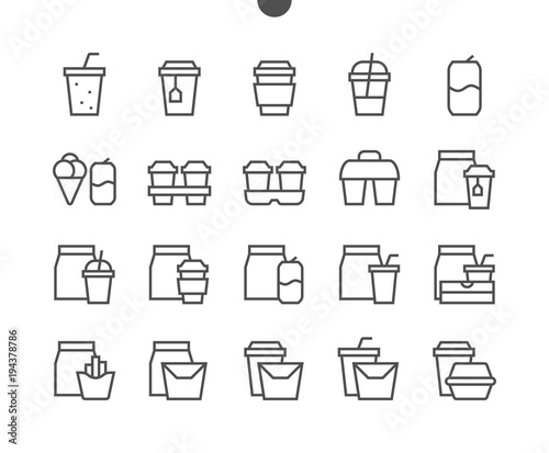 Take Out UI Pixel Perfect Well-crafted Vector Thin Line Icons 48x48 Ready for 24x24 Grid for Web Graphics and Apps with Editable Stroke. Simple Minimal Pictogram