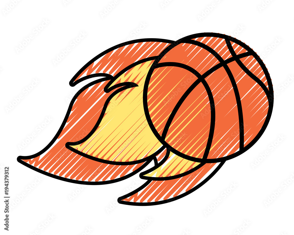 Basketball On Fire Drawing