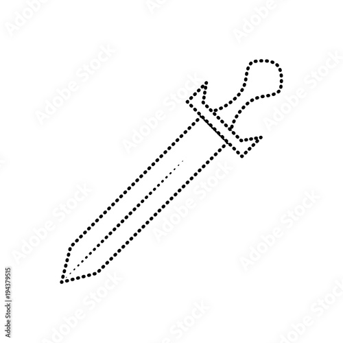 sword weapon battle handle vintage vector illustration dotted line design