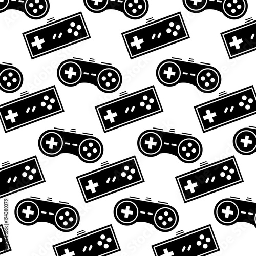 video game controller background devices retro pattern vector illustration black and white design