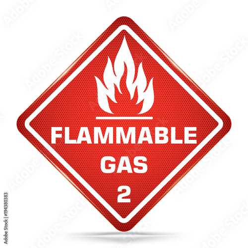 International Flammable Gas 2 Symbol, Red Warning Dangerous icon on white background, Attracting attention Security First sign, Idea for graphic, web design, Vector, EPS10.