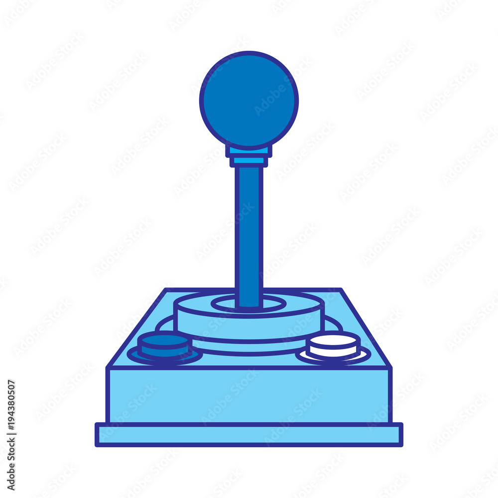control video game joystick retro device vector illustration blue design