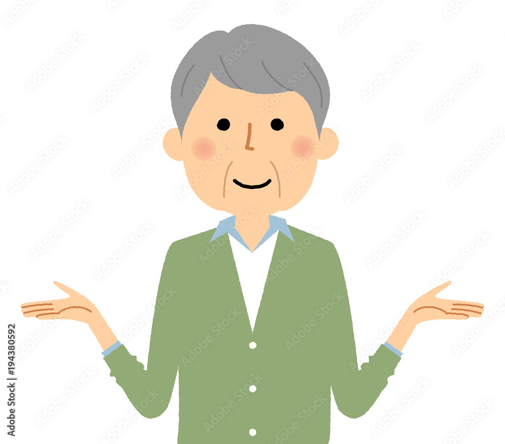 シニア男性 おじいちゃん 両手を広げる シニア男性 おじいちゃん 両手を広げる
