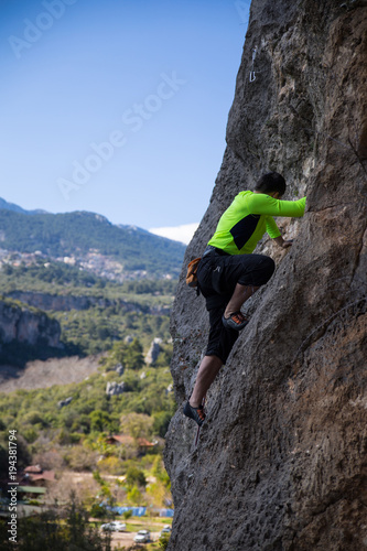 the climber on a route climbs in top 