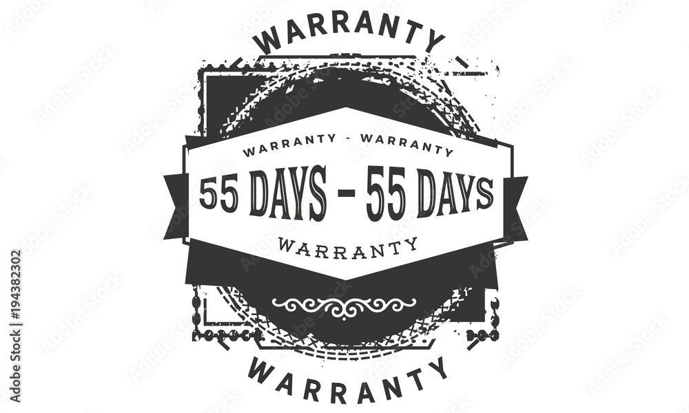 55 days warranty icon vintage rubber stamp guarantee