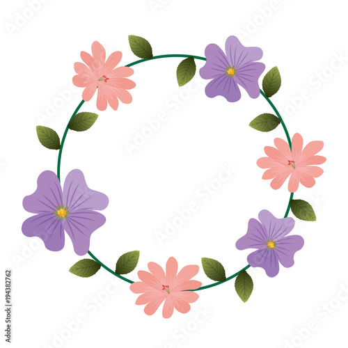 floral wreath leaves decoration natural vector illustration