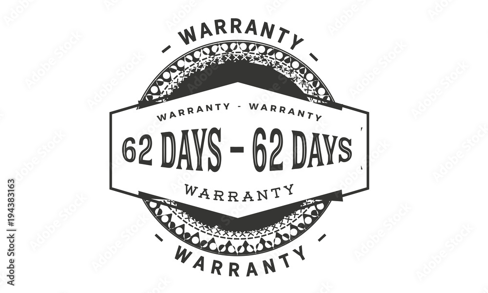 62 days warranty icon vintage rubber stamp guarantee