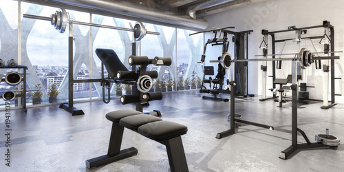 Bild auf Leinwand Weights Training Equipment (panoramic)