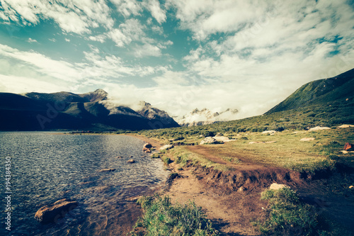 high altitude moutnains and lake landscape