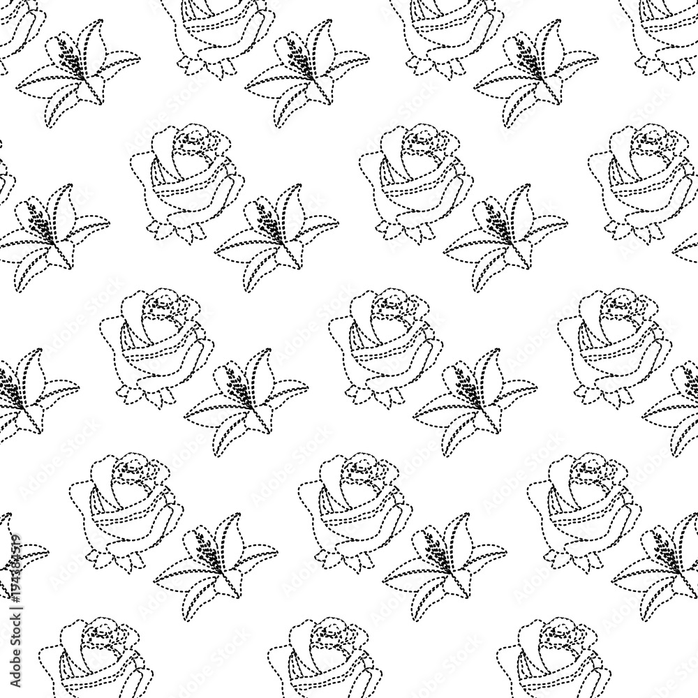 rose and lily flower decorative pattern background vector illustration