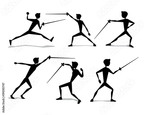 fencing silhouette movement illustration design.silhouette style design.designed for web and print