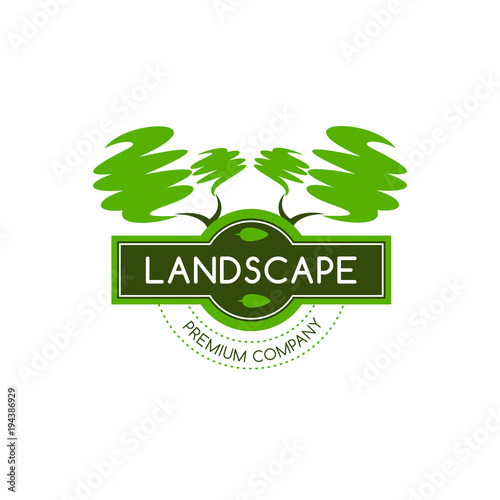 Green trees vector icon for landscape designing