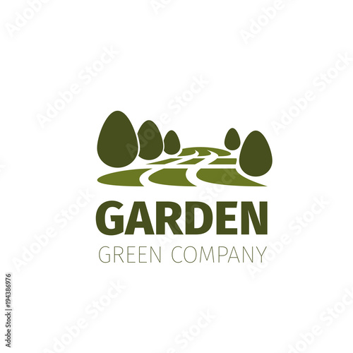 Green trees forest or garden vector nature icon