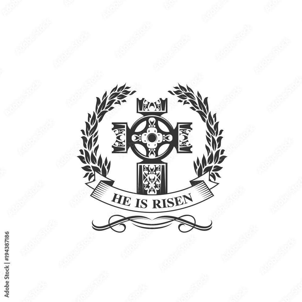 Obraz premium Happy Easter cross vector icon for He is Risen