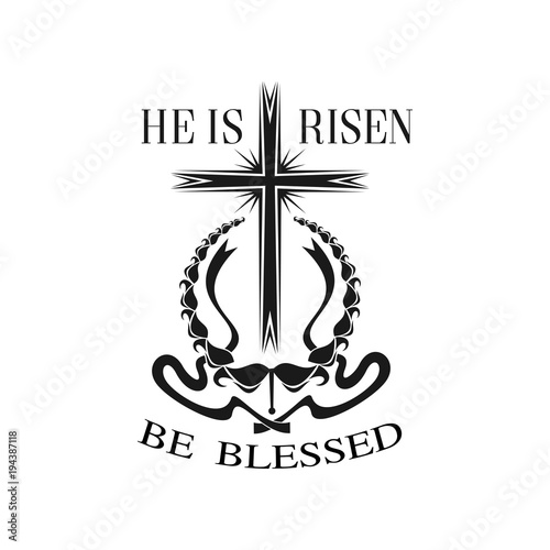 Happy Easter vector He is Risen cross icon