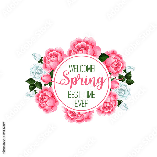 Springtime season roses flower bunch vector icon