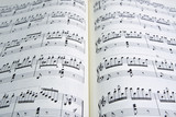 Closeup sheet music.  Musical background.