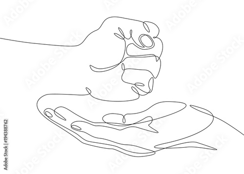 continuous line drawing Fist in the palm