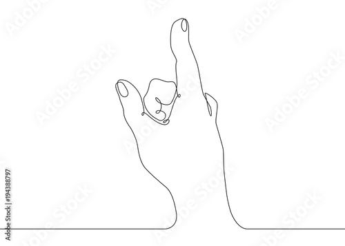 continuous line drawing Hand pointing direction finger