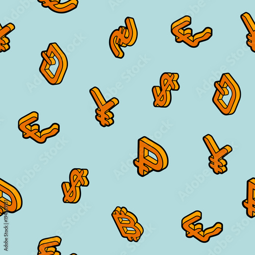Currency color outline isometric pattern