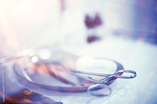 Картината върху платно medical surgical instruments clinic, medical table, concept surgery, medicine, c