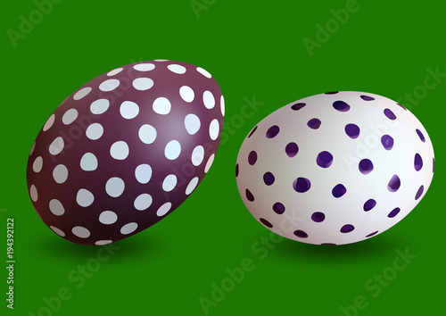 Two Dotted Easter Eggs Isol...