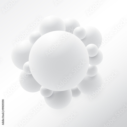 Abstract 3D Sphere design. 3d molecules concept, Atoms. on white background