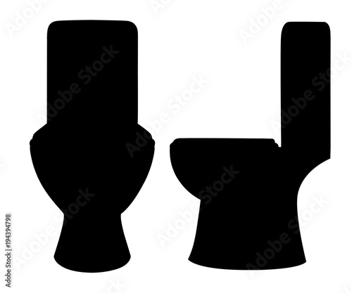 Black silhouettes ceramic toilet bowl seat close vector illustration isolated on white background web site page and mobile app design