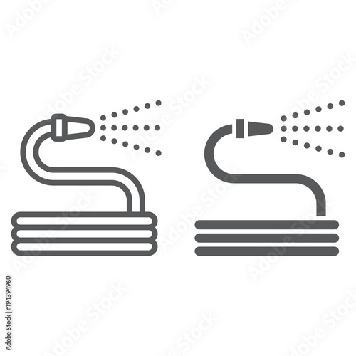 Garden hose line and glyph icon, farming and agriculture, water hose sign vector graphics, a linear pattern on a white background, eps 10.