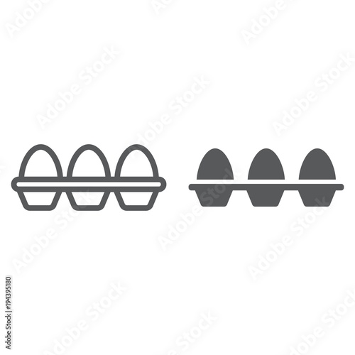 Eggs in carton package line and glyph icon, farming and agriculture, protein sign vector graphics, a linear pattern on a white background, eps 10.