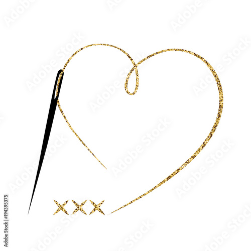 Cross-stitch. Vector hand made symbol in trendy line style.