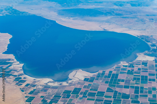 Aerial view of Salton Sea and Brawley rural scene photo