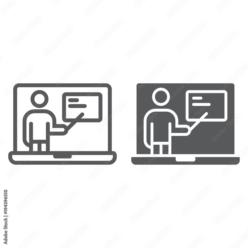 Distance Education line and glyph icon, e learning and education, online training sign vector graphics, a linear pattern on a white background, eps 10. Distance Education line and glyph icon, e learning and education, online training sign vector graphics, a linear pattern on a white background, eps 10.