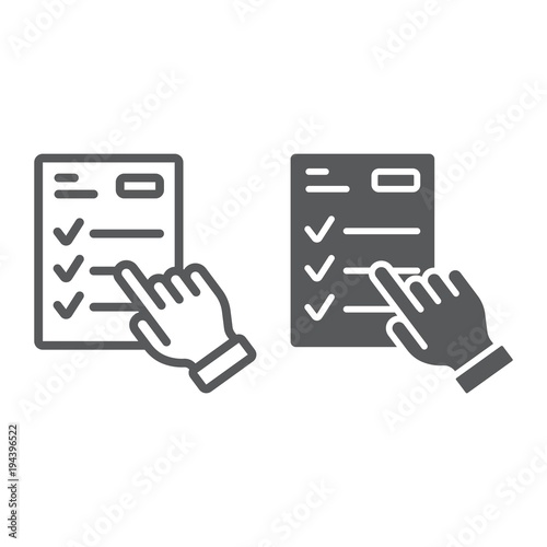 Study program line and glyph icon, e learning and education, finger on list sign vector graphics, a linear pattern on a white background, eps 10. © amin268