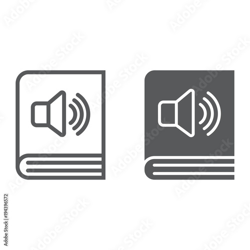 Audio book line and glyph icon, e learning and education, e book sign vector graphics, a linear pattern on a white background, eps 10.