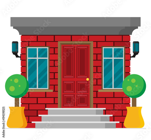 Front Door House Exterior flat vector