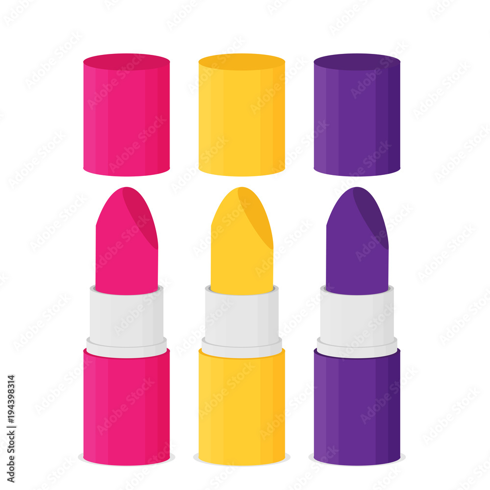 Flat vector lipstick set. Flat vector lipstick set.