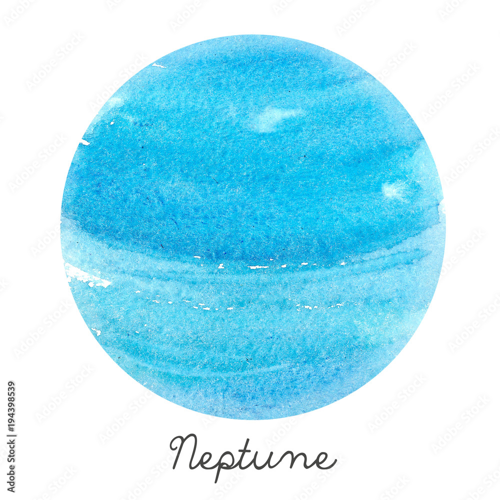 Fototapeta premium Watercolor Neptune planet illustration