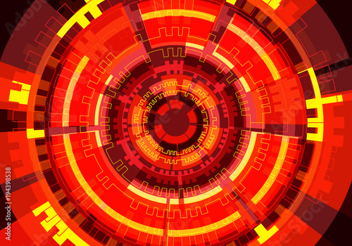 Abstract red circle circuit technology power energy light design modern futuristic background vector illustration.